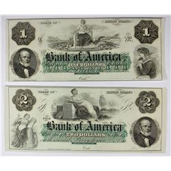 1850's $1.00 & $2.00 BANK OF AMERICA
