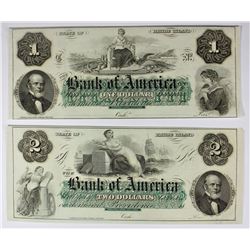 1850's $1.00 & $2.00 BANK OF AMERICA