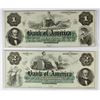 Image 1 : 1850's $1.00 & $2.00 BANK OF AMERICA