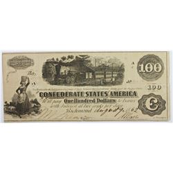 1862 RARE CONFEDERATE $100