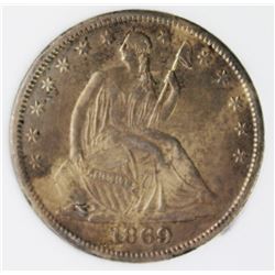 1869-S SEATED HALF DOLLAR