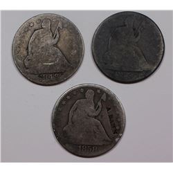 (3) SEATED HALF DOLLARS: