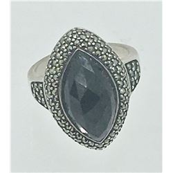 STERLING RING WITH BLACK STONE