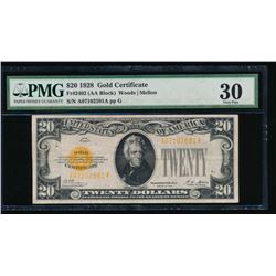 1928 $20 Gold Certificate PMG 30