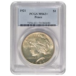 1921 $1 Peace Silver Dollar Coin PCGS MS63+