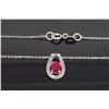 Image 3 : 14KT White Gold Ruby and Diamond Pendant with Chain