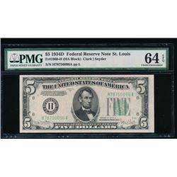 1934D $5 St Louis Federal Reserve Note PMG 64EPQ