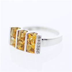 14KT White Gold 1.79ctw Citrine and Diamond Ring