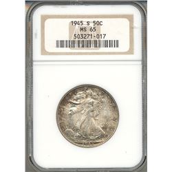 1945-S Walking Liberty Half Dollar Coin NGC MS65