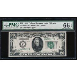 1928 $20 Chicago Federal Reserve Note PMG 66EPQ