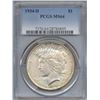 Image 1 : 1934-D $1 Peace Silver Dollar Coin PCGS MS64