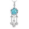 Image 1 : 14KT White Gold 4.55ct Turquoise and Diamond Pendant with Chain