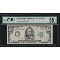 1934B $50 St Louis Federal Reserve Note PMG 58EPQ