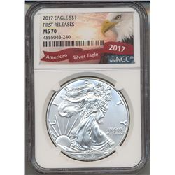 2017 $1 American Silver Eagle Coin NGC MS70