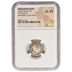 Ancient Rome Barbarous Issue Denarius Coin NGC CH XF