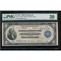 1918 $2 Richmond Federal Reserve Bank Note PMG 30