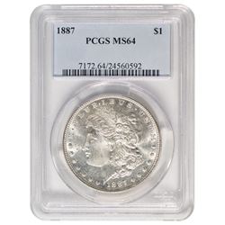 1887 $1 Morgan Silver Dollar Coin PCGS MS64