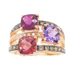 Levian 14KT Rose Gold Colored Stones and Diamond Ring