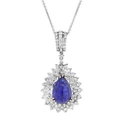 18KT White Gold 6.99ct Tanzanite and Diamond Pendant with Chain