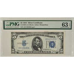 1934 $5 Silver Certificate PMG 63EPQ