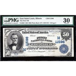 1902 $50 East St Louis National Bank Note PMG 30