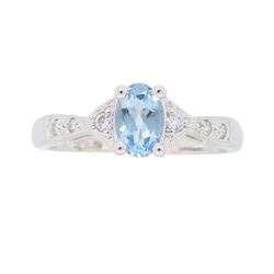 10KT White Gold Aquamarine and Diamond Ring