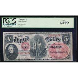 1878 $5 Legal Tender Note PCGS 62PPQ