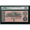 Image 1 : 1864 $5 Confederate States of America Note PMG 64EPQ