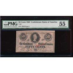 50 Cent 1863 Confederate States of America Note PMG 55