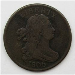 1806 DRAPED BUST HALF CENT FINE