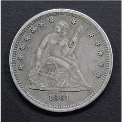 1861 SEATED QUARTER - XF/AU