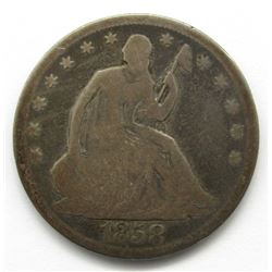 1858 SEATED HALF DOLLAR FINE