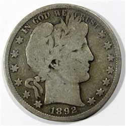 1892-S BARBER HALF DOLLAR GOOD