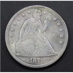 1871 SEATED DOLLAR FINE WITH DETAILS