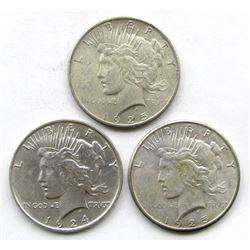 3-SILVER DOLLARS CIRC OR BETTER