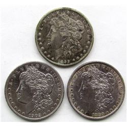 3-SILVER DOLLARS CIRC OR BETTER