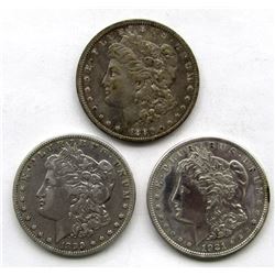 3-SILVER DOLLARS CIRC OR BETTER