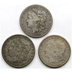 3-SILVER DOLLARS CIRC OR BETTER
