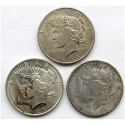 3-SILVER DOLLARS CIRC OR BETTER