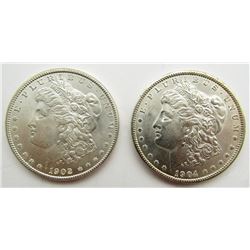 2-BU MORGAN DOLLARS 1902-O & 1904-O