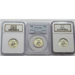 3 Grade Washington Quarters NGC, PCGS