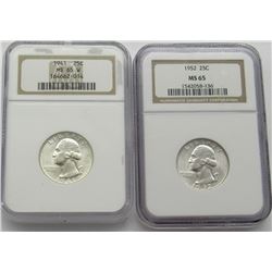 NGC 1941 MS65W & 1952-P MS65 Washington Quarters