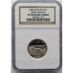 2005-S SILVER QTR NGC PF 70 UC
