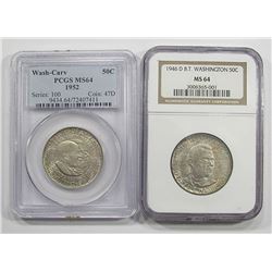 1946-D BOOKER T NGC MS64 & 1952 WASH-CARV