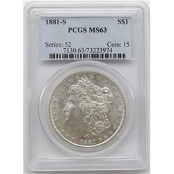 1881-S MORGAN SILVER DOLLAR PCGS MS63