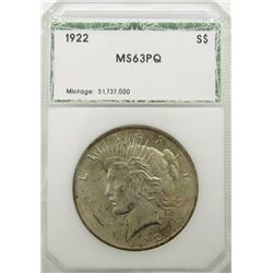 1922 PEACE DOLLAR PCI MS63PQ