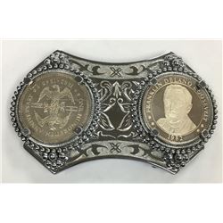 2-1ozt .999 SILVER ROUNDS IN BELT BUCKLE