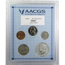 1968-S PENNY, NICKEL, DIME, QUARTER, HALF-