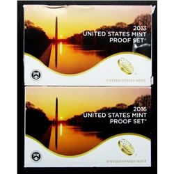 2013 & 2016 U.S. PROOFSETS IN ORIGINAL PACKAGE