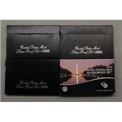 4 U.S. SILVER PROOF SETS MIX YEARS